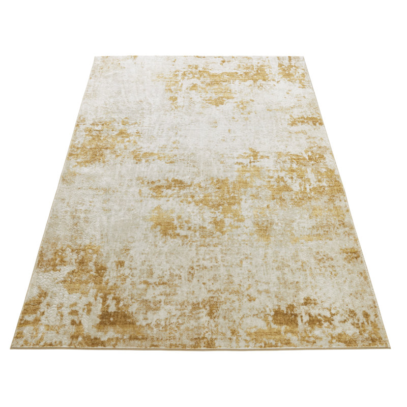 Abstract Ultra soft Stain Guarded Light Gold  Area Rug, Rectangle 160 x 230 cm