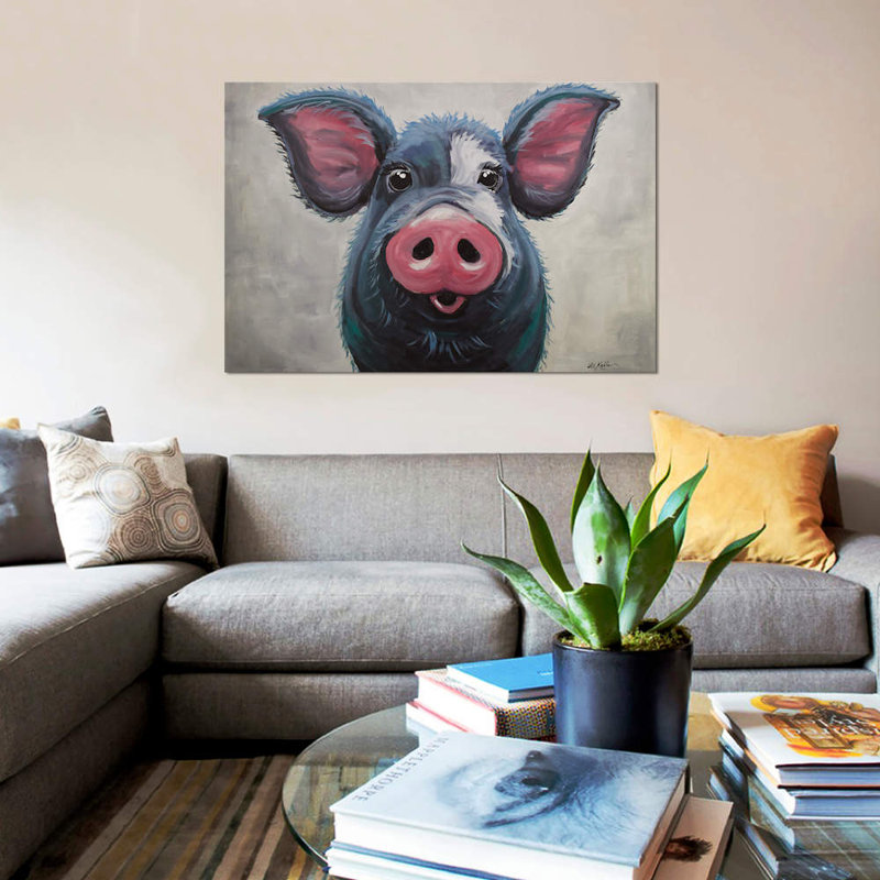 Pig Lulu by Hippie Hound Studios - Wrapped Canvas Painting, 101.6 cm H x 66.04 cm W x 3.175 cm D