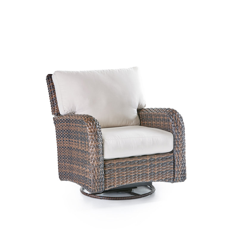 Chaise de patio pivotante avec coussins Losey, Cast Shale Sunbrella® tissage uni, Espresso