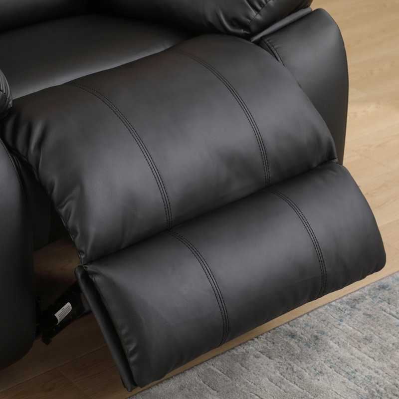 Fauteuil inclinable manuel en cuir végétalien Lamyiah, Noir
