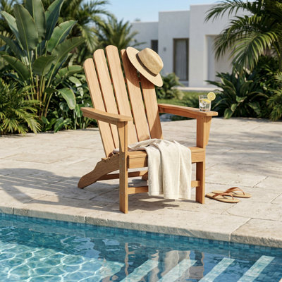 Outdoor Solid Teak Patio Adirondack Chair