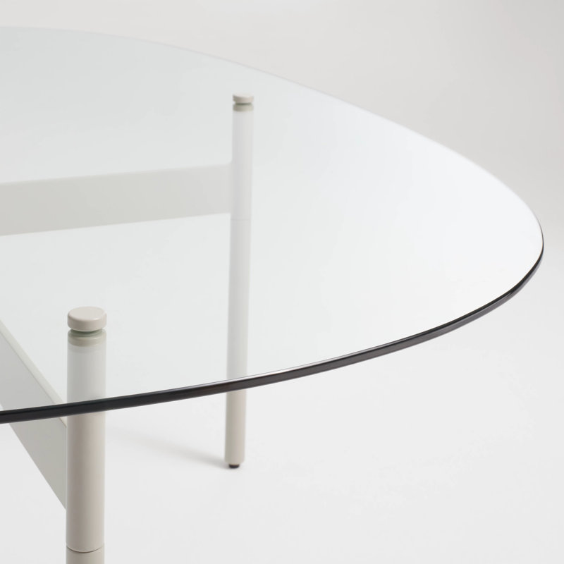 Flume Coffee Table, 14" H x 47" W x 31" D, Clear/Putty