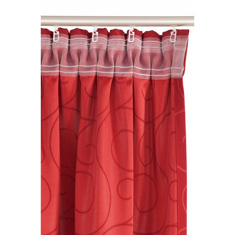 Coursey Room Darkening Curtain Single Panel, Red, 132cm Width x 225cm Drop