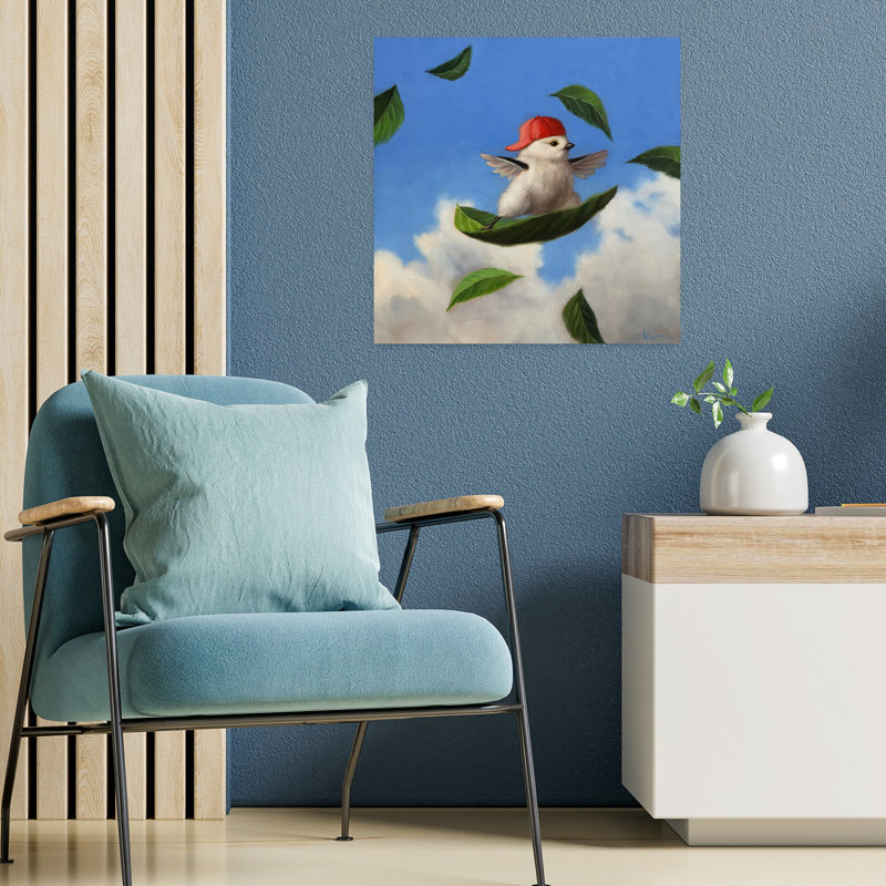 Vent, surfeur, oiseau, art urbain contemporain, H 18 po x l 18 po