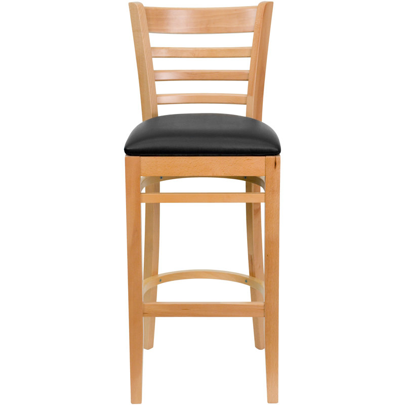 Tabouret de bar en bois Ladder Back, Naturel, Noir