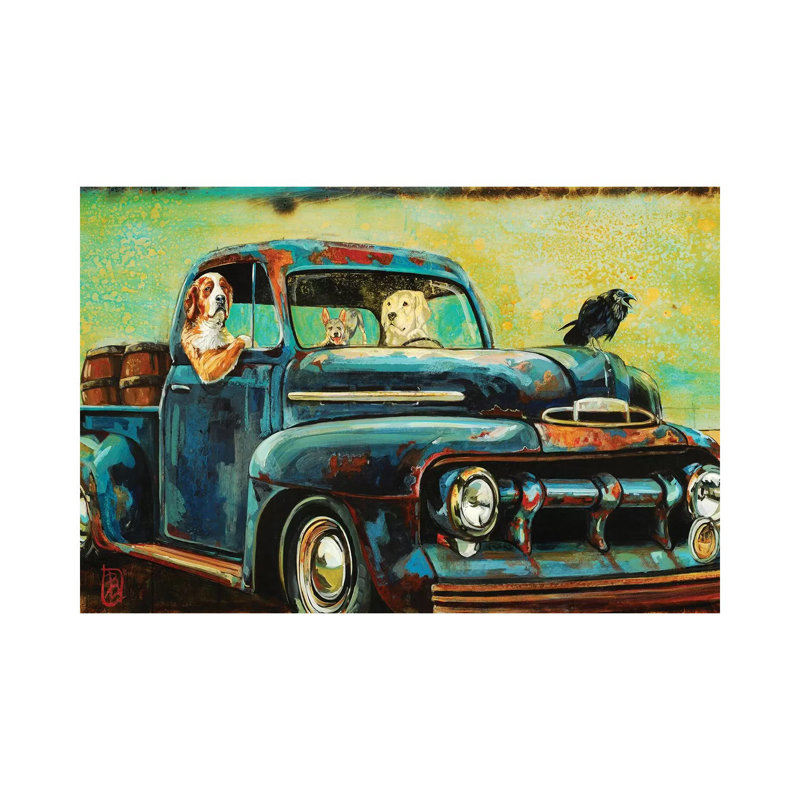 «Beer Run» par Barton DeGraaf - reproduction d'art, H 8 po x l 12 po x P 0,75 po, Toile tendue, Pas de tapis