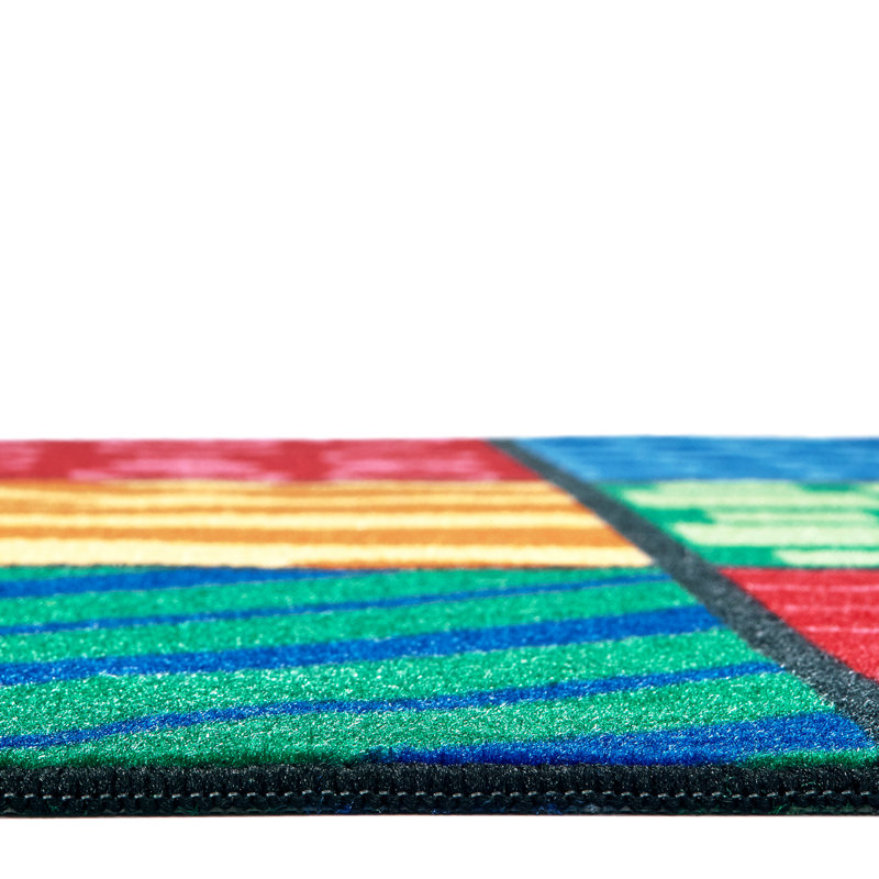 Patterns At Play Machine Washable KID$ Value Rugs™ Tufted Blue/Green/Red Area Rug, Rectangle 4' x 6'