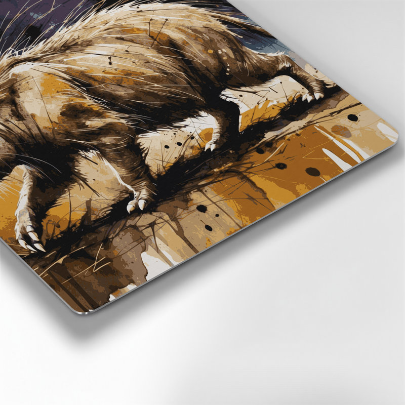 Faune, art mural en métal gris Aardvark, H 16 po x l 16 po