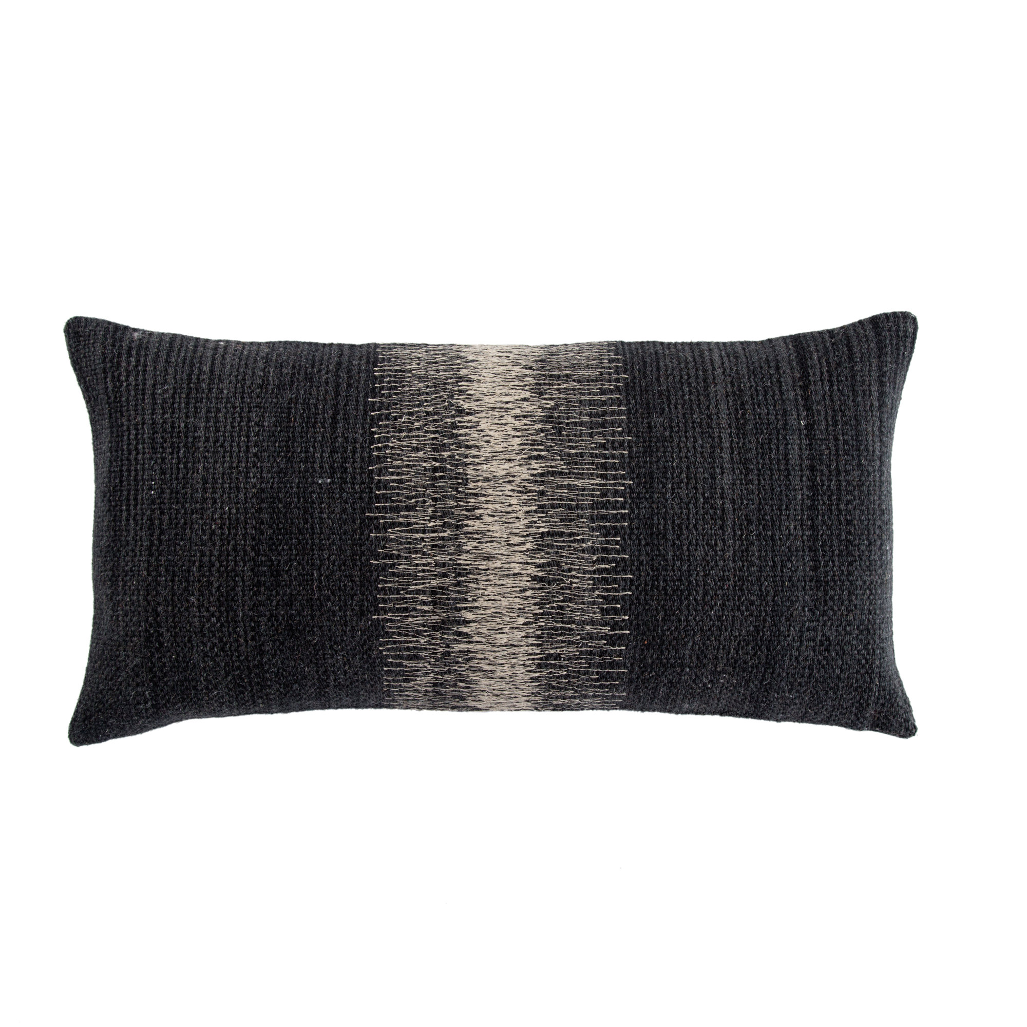 Gowan Handmade Ombre Lumbar Pillow, Rectangle 12"H x 24"W, Black, Down