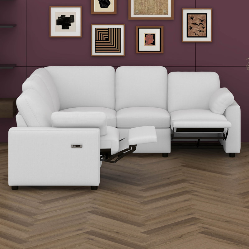 Canapé modulaire inclinable électrique 89 "avec ports USB, canapé modulaire avec deux tiroirs de rangement, Beige