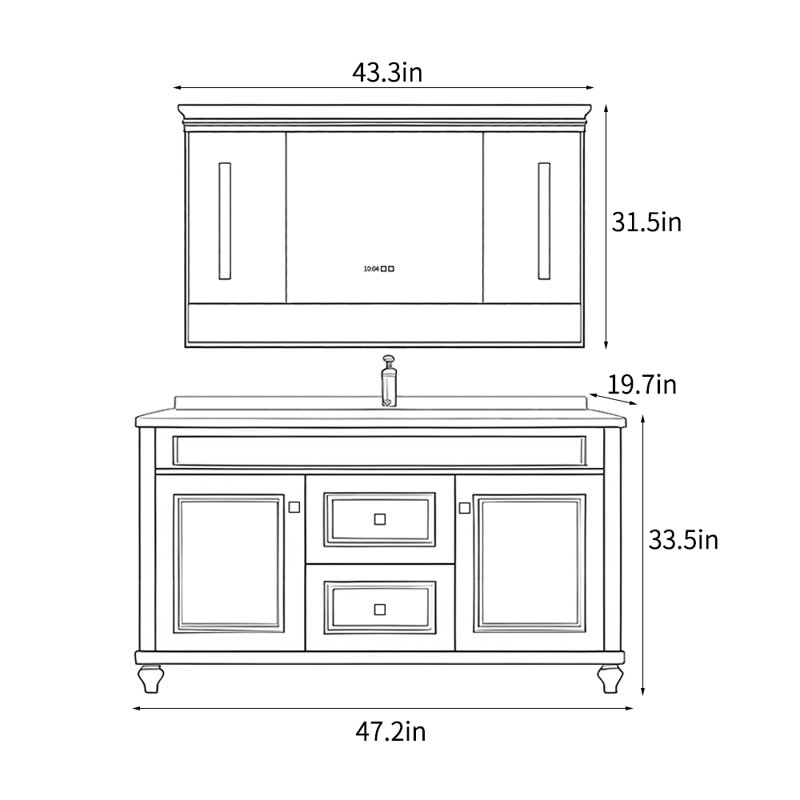 American style stylish bathroom cabinet, Black