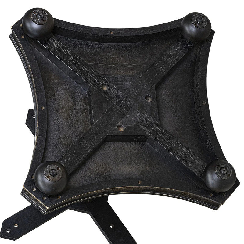 La table de petit déjeuner avec plateau rond en bois d'acacia et base piédestal élégante - Finition noire sablée, Noir sablé