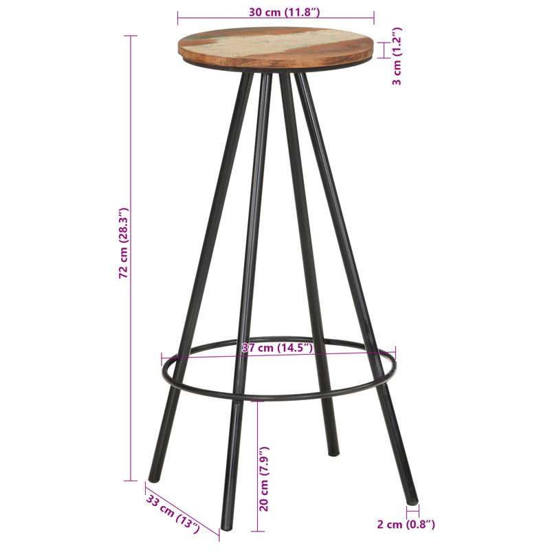 Tabourets de bar en bois massif récupéré
