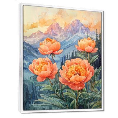 Georgiane, pivoines d'été et le lever du soleil de montagne III - pivoines, art mural pour le salon