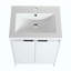Meuble-lavabo autoportant avec lavabo en résine et 1 armoire de rangement, portes et tiroir à fermeture douce, contreplaqué