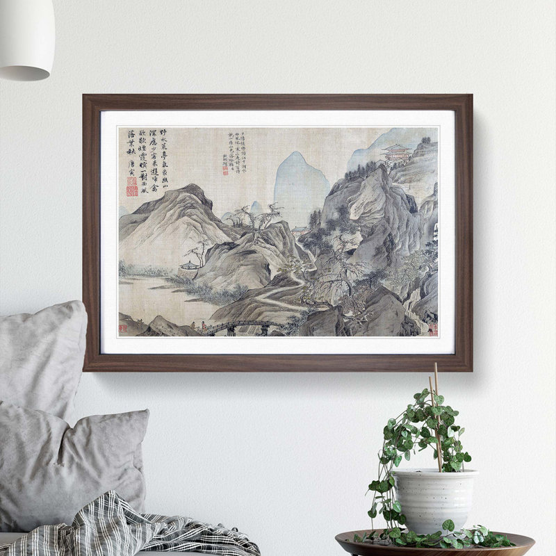 Landscape Vol.6 by Tang Yin - Picture Frame Painting Print, 36cm H x 48cm W x 2cm D, Walnut Framed