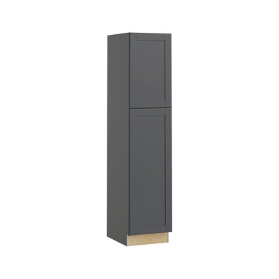 Gallery Express Mercer Plywood Assembled 18 in W X 21 in D X 84 in H Vanity Depth Linen Cabinet with Soft Close Right in Onyx