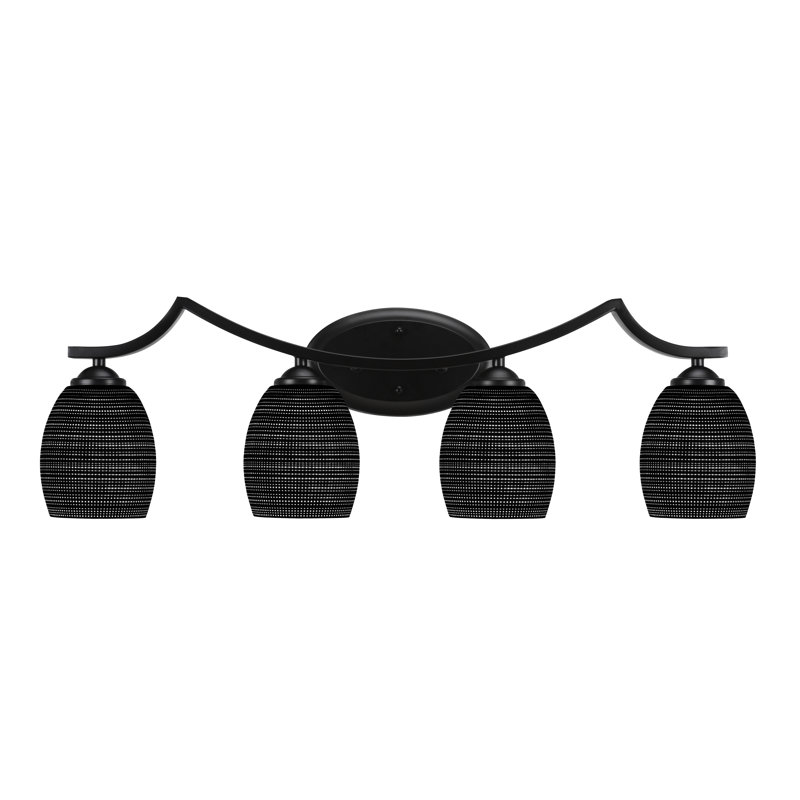 Barre d'éclairage de salle de bain 4 lumières Zilo, Gris, Noir mat
