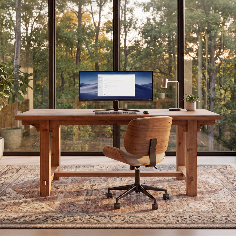 63" Farmhouse Solid Wood Executive Desk