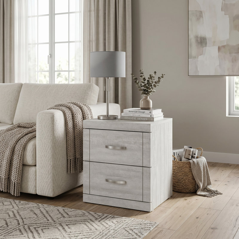Avigail 20.31" 2 Drawer Nightstand, Gray, Individual