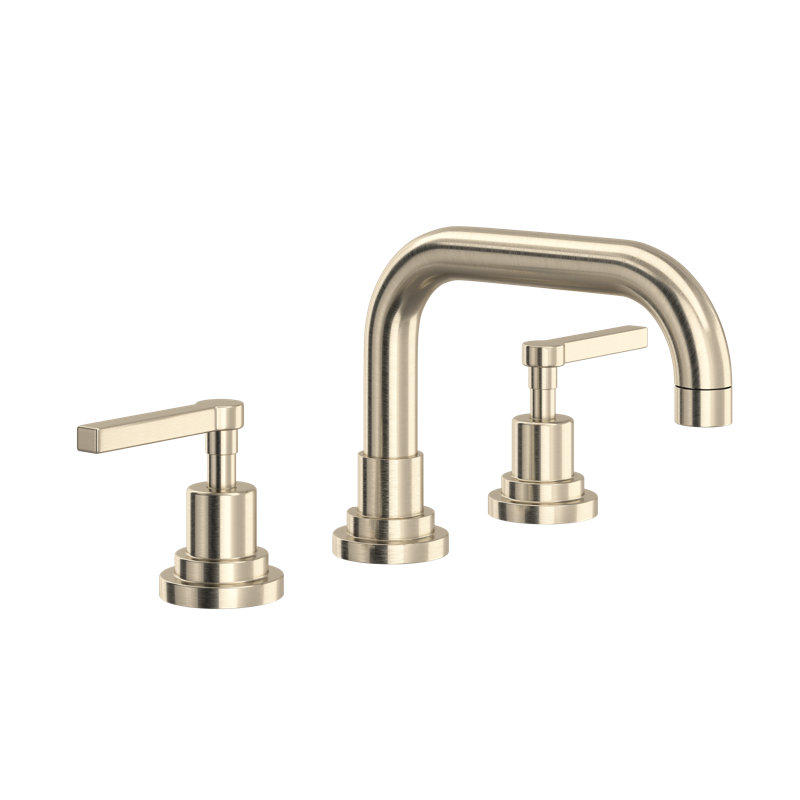 Modern Polished Nickel Widespread Bathroom Faucet 8 in