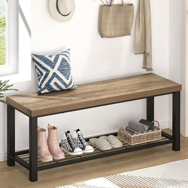 Banc de rangement 47,2 po Hulsté, chêne, H 17,9 po x l 47,2 po x P 14 po, Chêne / noir