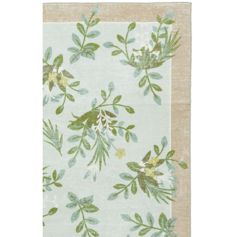 Msrw Floral 193 Performance Machine Washable Floral Rug, Rectangle 3' x 5'