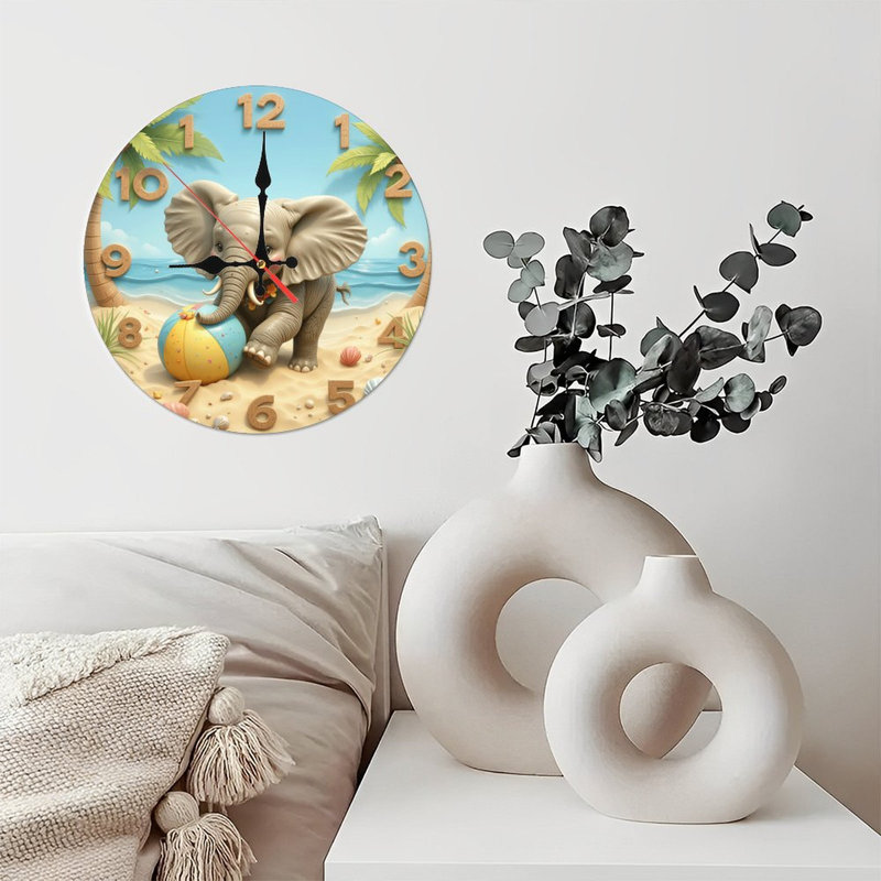 Adorable horloge de plage éléphant