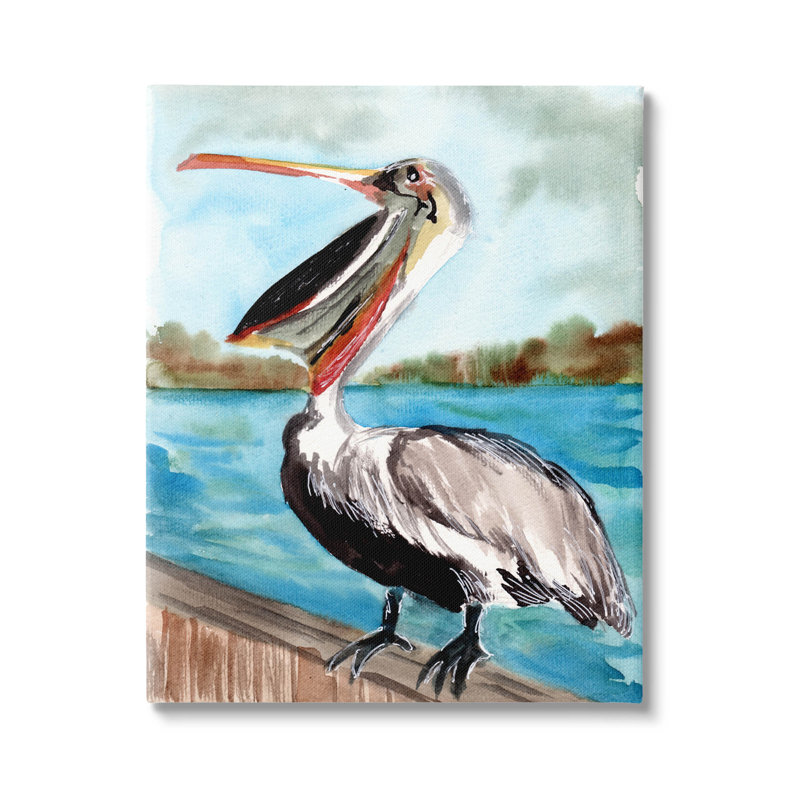 "Nautical Pelican Bird Beak", art mural par Sebastian Grafmann, H 30 po x l 24 po x P 1,5 po