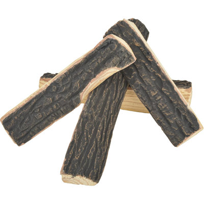 4 bûches de cheminée en bois en céramique pour foyer, décoratives et artificielles