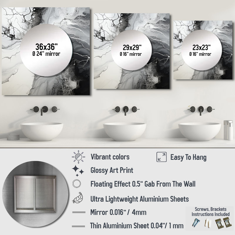 Miroir mural Eford, 23 po x 23 po