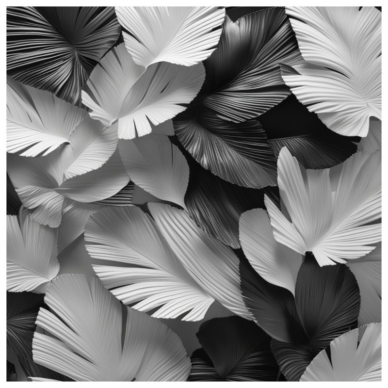 Rideau de douche noir à feuilles blanches extra long, L 70 po x H 84 po
