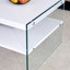 Table basse à double couche rectangulaire. Le plateau est fait de panneau de fibres à densité moyenne avec des autocollants de grain, avec du verre trempé transparent des deux côtés. Convient à diverses occasions. W1512P284930-599158579