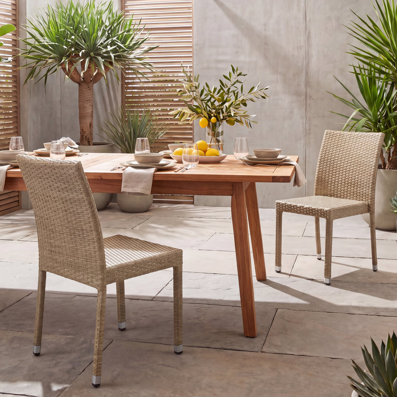 Takhiya Stacking Patio Dining Side Chairs, Natural