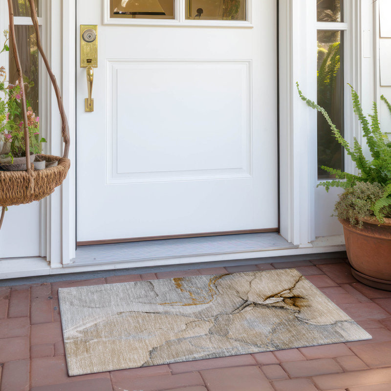 Alfonzo Flatweave Washable Abstract Indoor / Outdoor Rug, Rectangle 1'8" x 2'6"