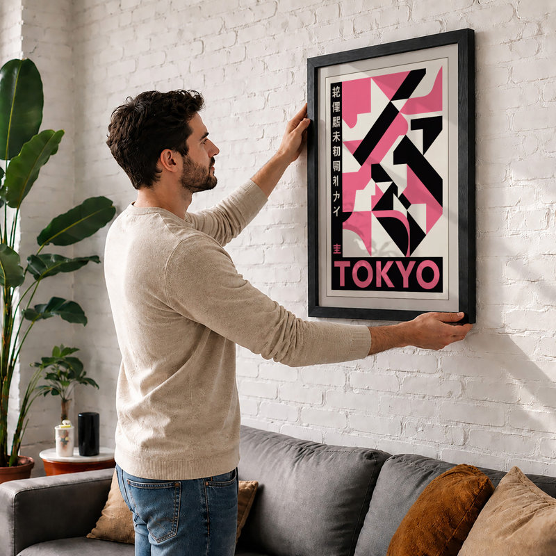 Tokyo Pinwheel Retro - Framed Print, A4 - 29.7 x 21.0 cm, Oak