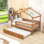 Lit simple en bois avec lit gigogne simple et garde-corps-2038812850