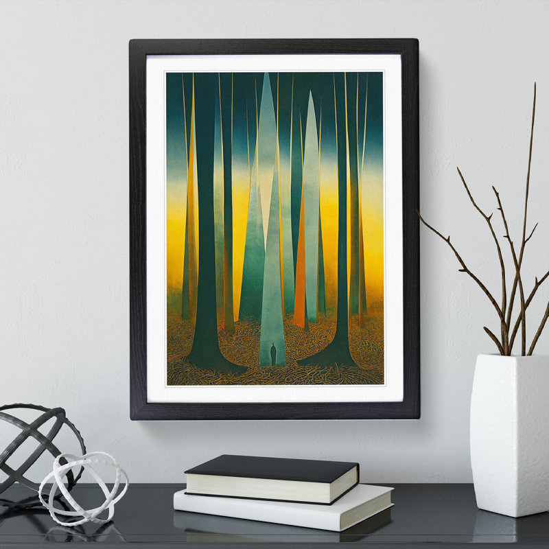 Artistic Forest No.4 Abstract - Single Picture Frame Print, 64cm H x 46cm W x 2cm D, Black Framed