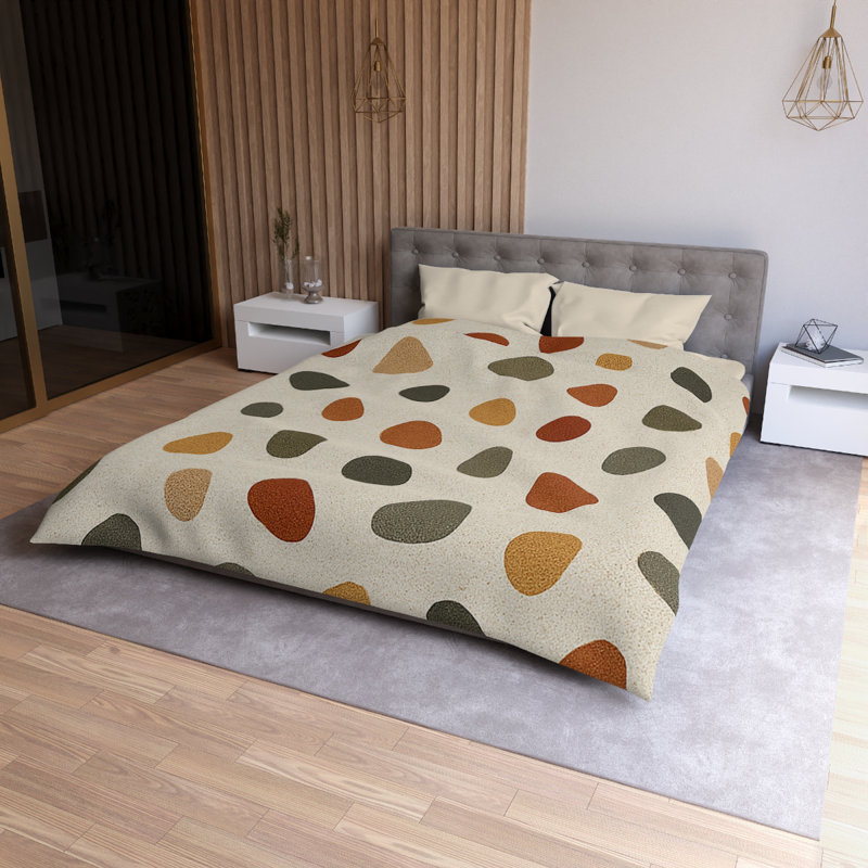 Microfiber Duvet Cover Boho Style, Design 41, Queen Duvet Cover, Cream