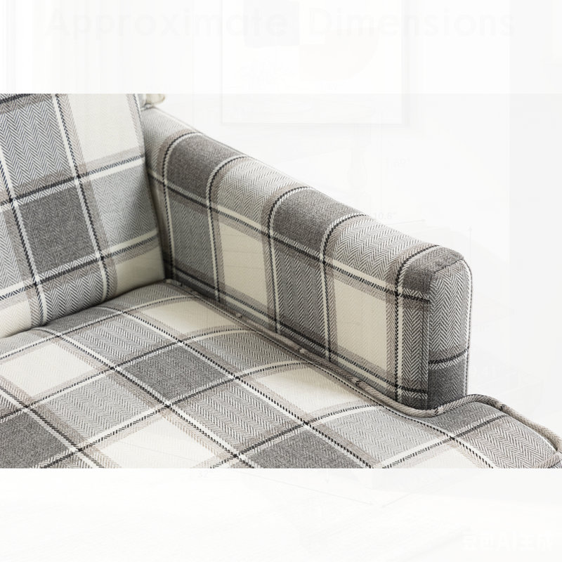 Chaise d'appoint rembourrée, fauteuil vintage avec tissu en lin gris et garniture cloutée pour le salon