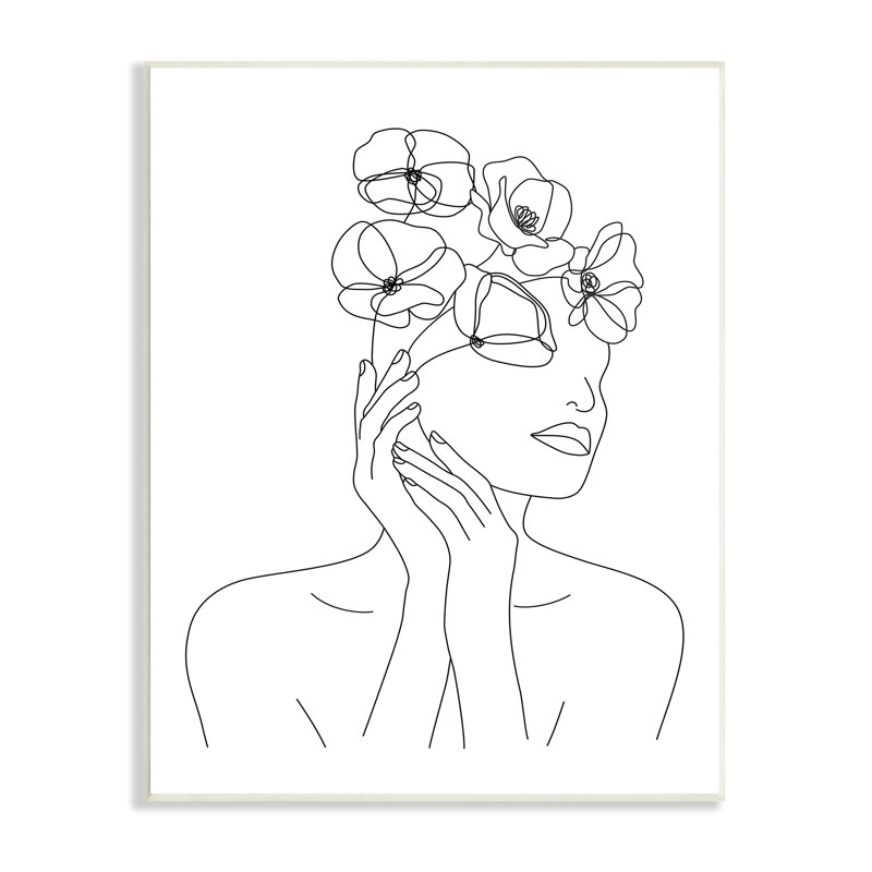 Fleurs féminines dans les cheveux - Impression sur toile, Plaque murale, H 19 po x l 13 po x P 0,5 po