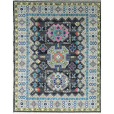 Brown Hand-Knotted Wool Stepped Medallion Classic Traditional Modern Contemporary Carpet Rug