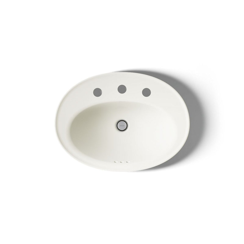 Serif Ceramic Oval Drop-In Bathroom Sink with Overflow, Biscuit, 8'' Widespread