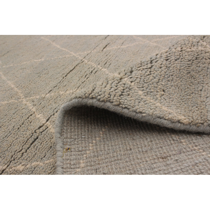 Tapis en laine beige 5 pi 1 po x 8 pi 1 po main one-of-kind-noué la 2010 Grogan