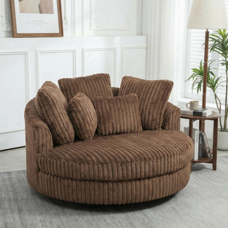 Chaise longue d'intérieur surdimensionnée à housse, Brun