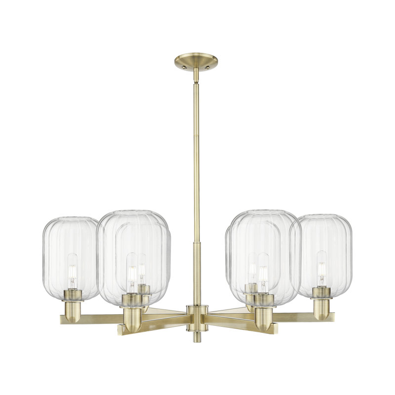 Hailsham - Lustre suspendu 6 lumières, Clair, Laiton antique