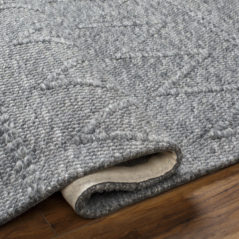 Rectangle Disini Chevron Polyester/Wool Area Rug in Lead, Rectangle 5' x 7'6"
