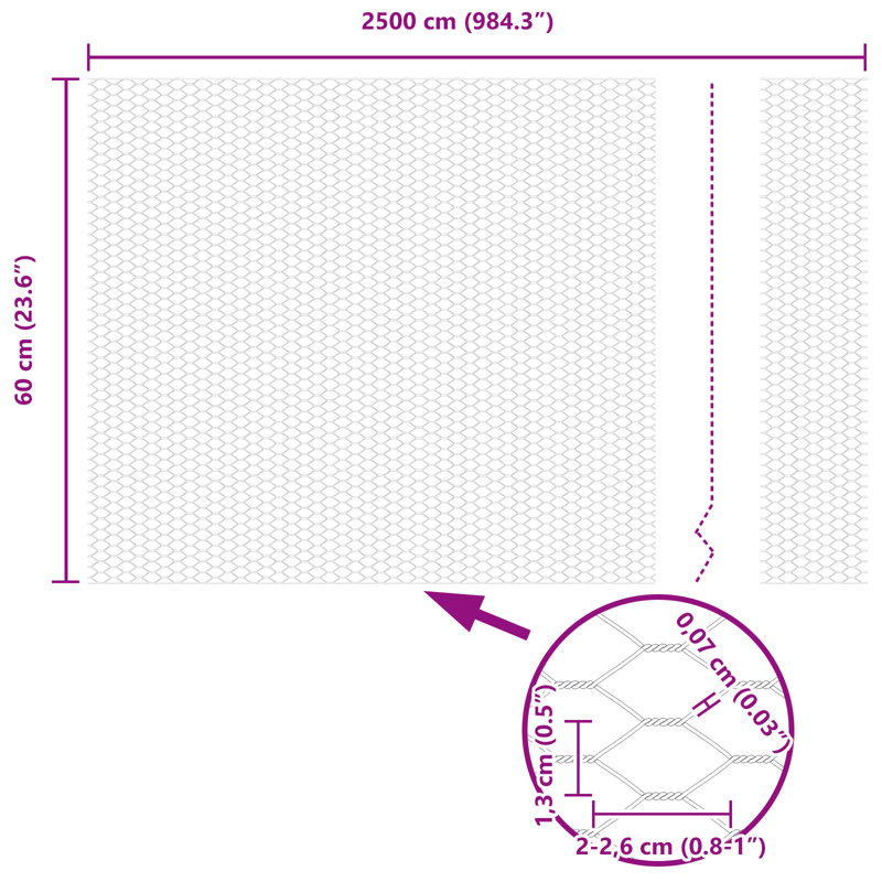 Hexagon Fence Grey Steel, 60cm H x 2500cm W