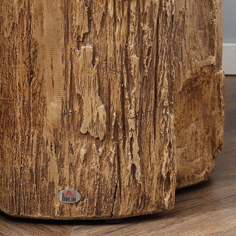 Tree Stump Stool,Round Tabletop Decorative End Table , Concrete Side Table with Wood Grain Finish for Indoors and Outdoors
