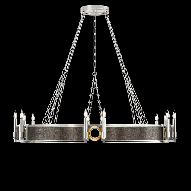 Lustre rond l 49,75 po Mirage, Galet / argent / laiton